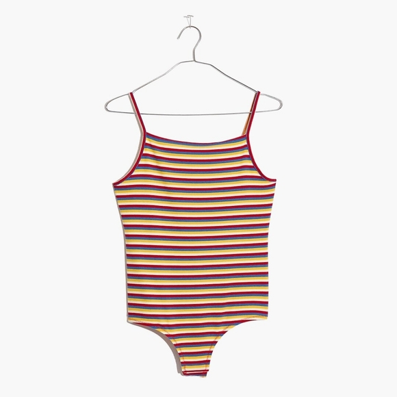 Madewell Tops - $1 Vintage Stripe Ribbed Thong Bodysuit Madewell Retro Spaghetti Strap Tank Top